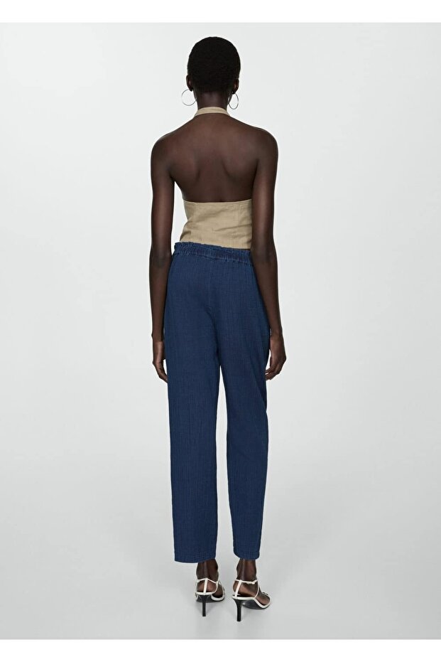 Beli elastik pamuklu pantolon - 4