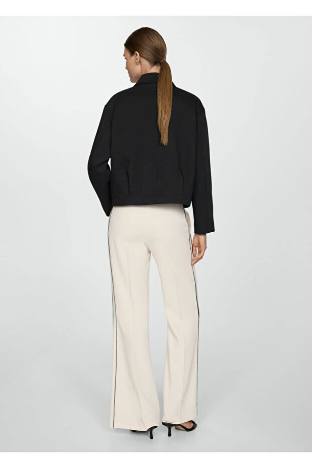 Çizgili wideleg pantolon - 4