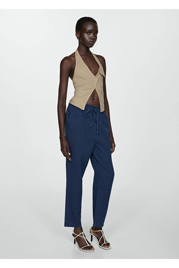 Beli elastik pamuklu pantolon - 2