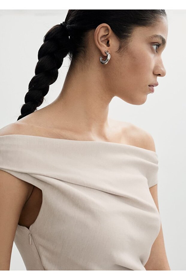 Drapeli asimetrik uzun elbise - 5