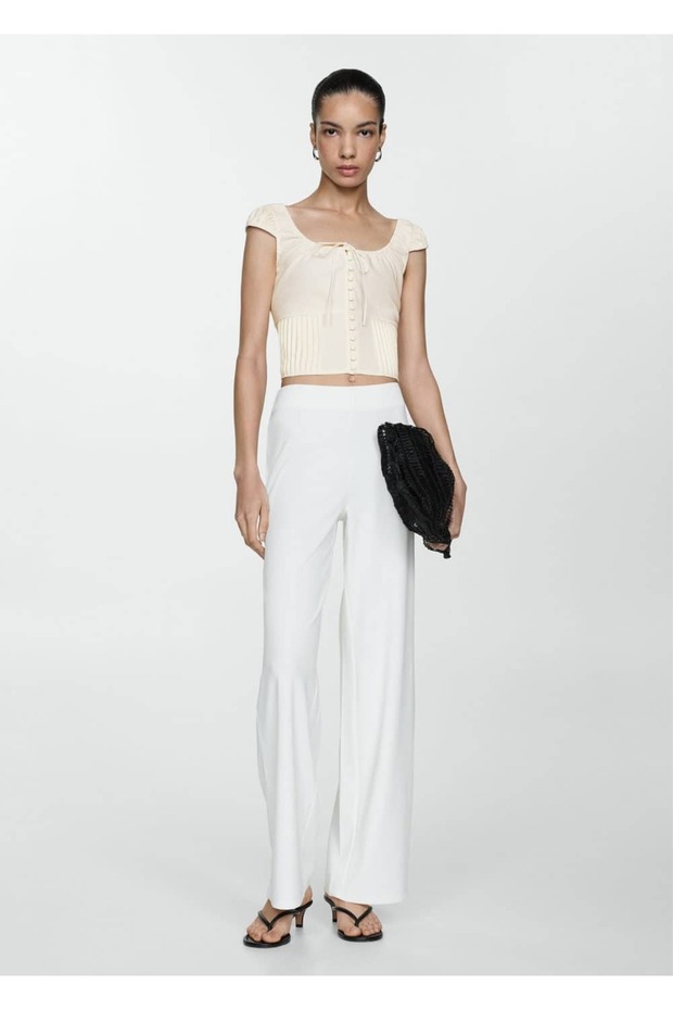 Düğmeli kısa bluz - 2