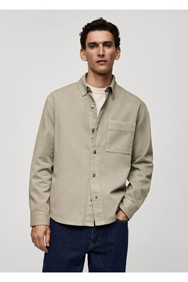 Cepli denim gömlek ceket - 1