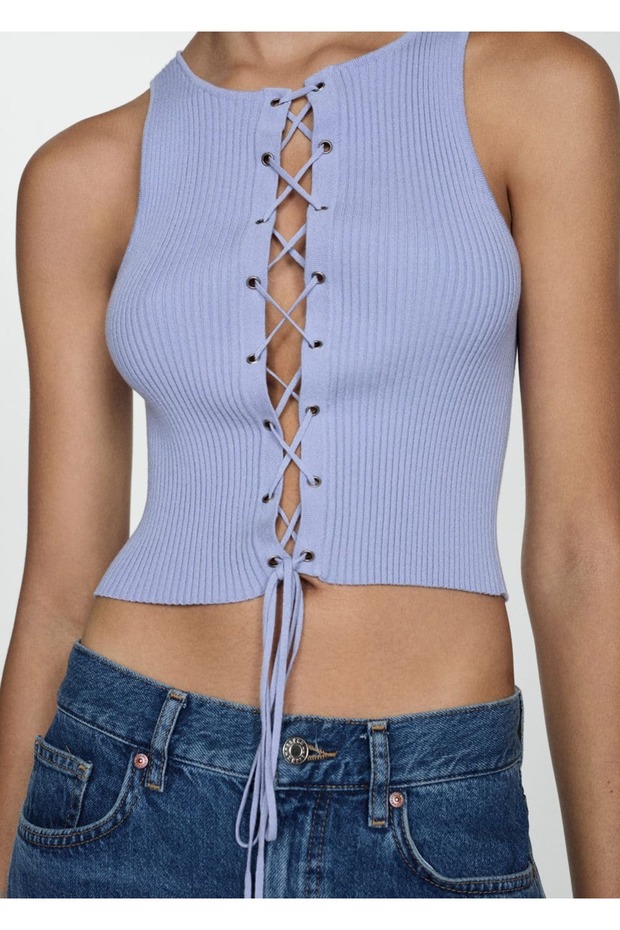 Fiyonklu dokuma bluz - 1