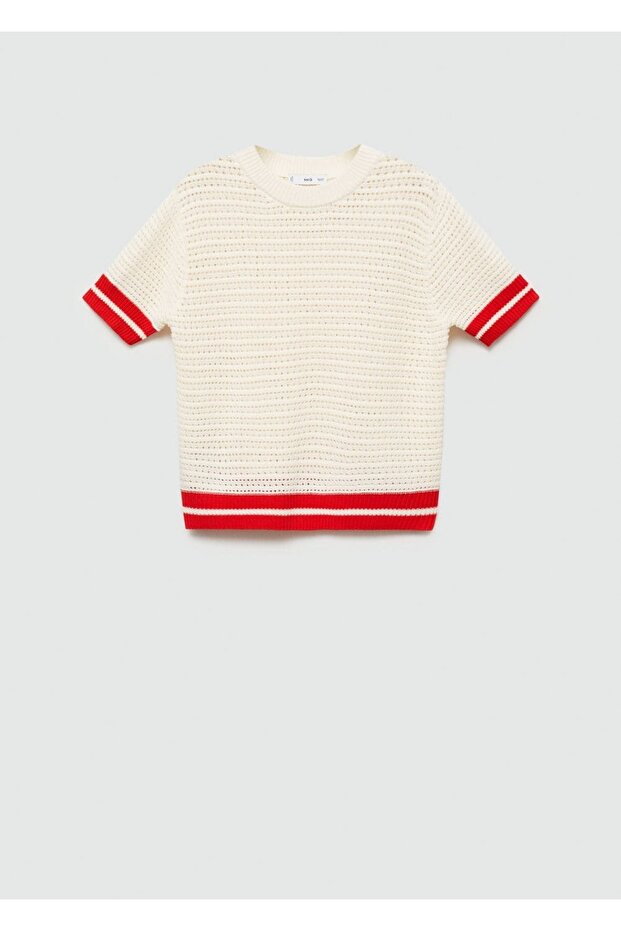 Çizgili ve ajurlu kazak - 3