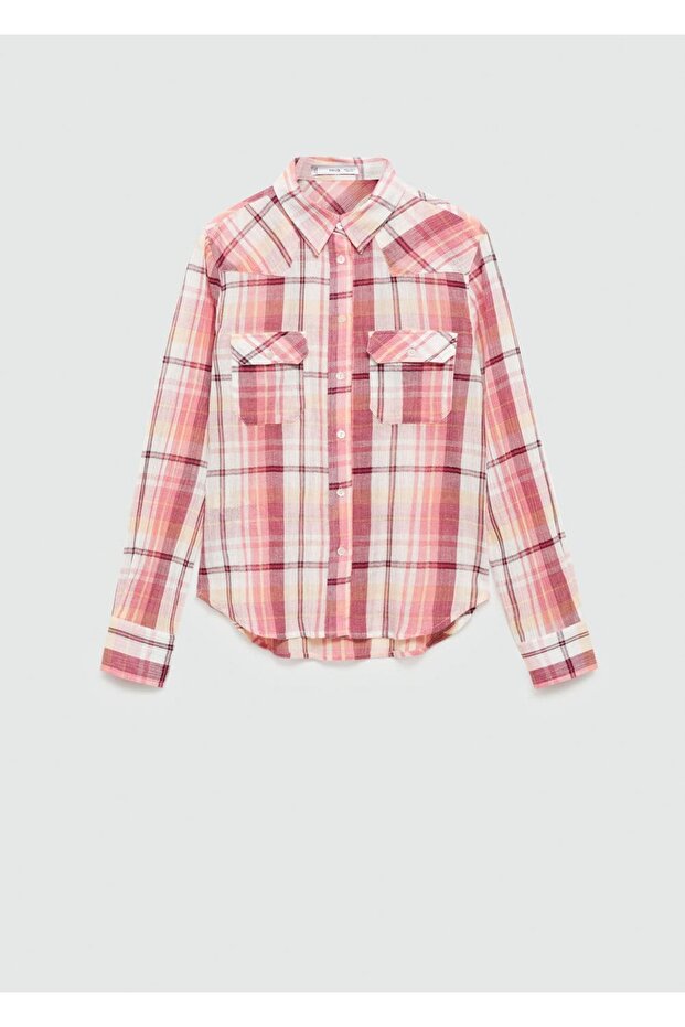 Kareli pamuklu tişört - 3