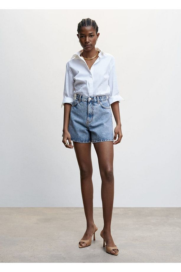 Yüksek Belli Denim Şort - 2