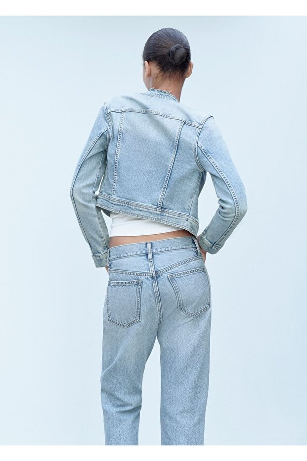 Fermuarlı denim mont - 4