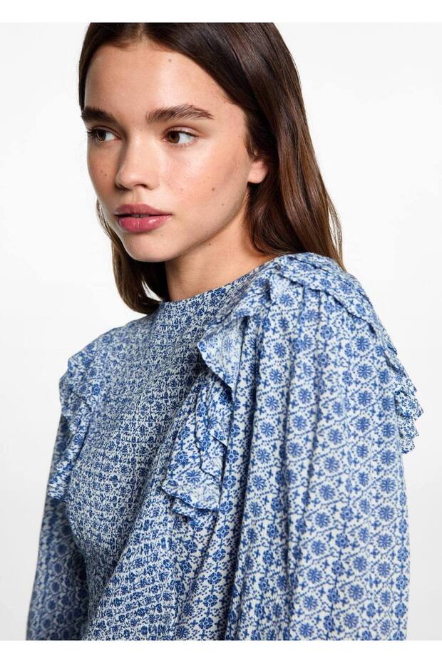 Flounced patterned blouse - 6