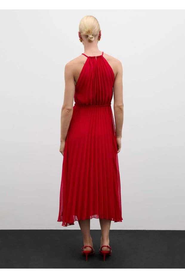 Pilili kemerli elbise - 4