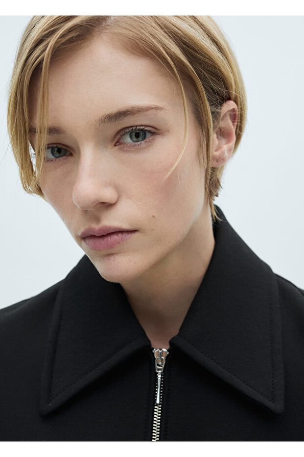 Přímý kabát na zip - 8