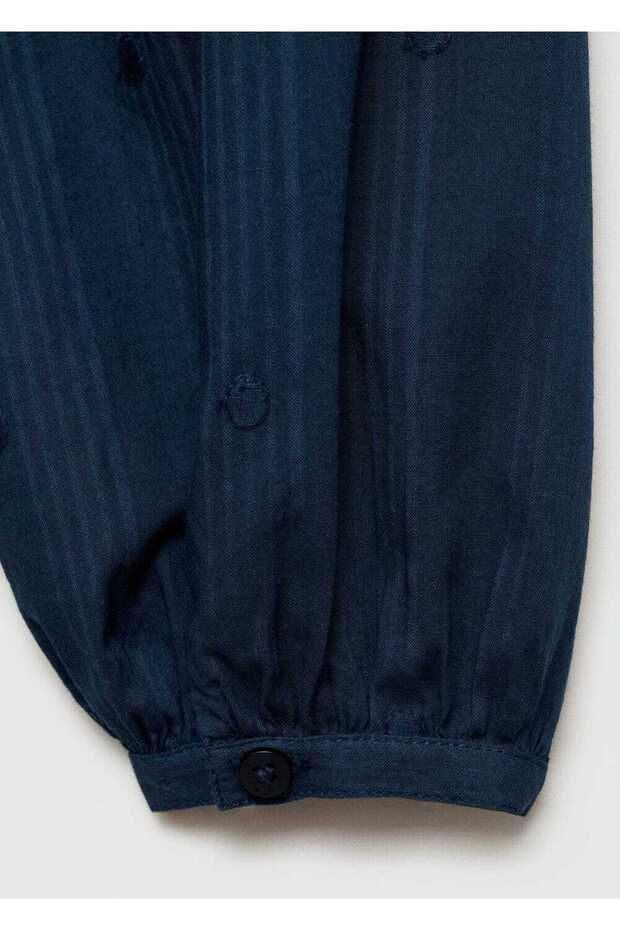 İşlemeli puantiyeli bluz - 6