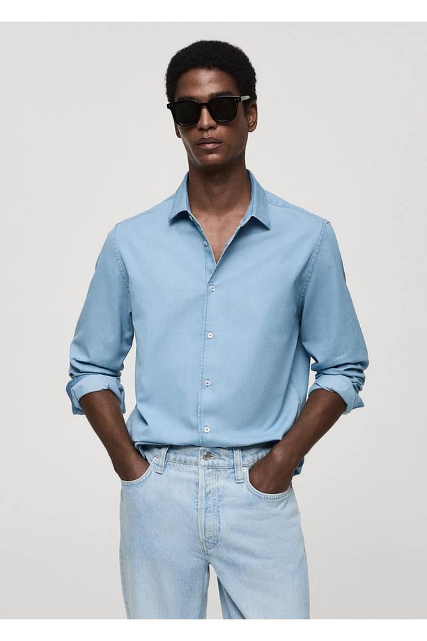Regular Fit Chambray Pamuklu Gömlek - 1
