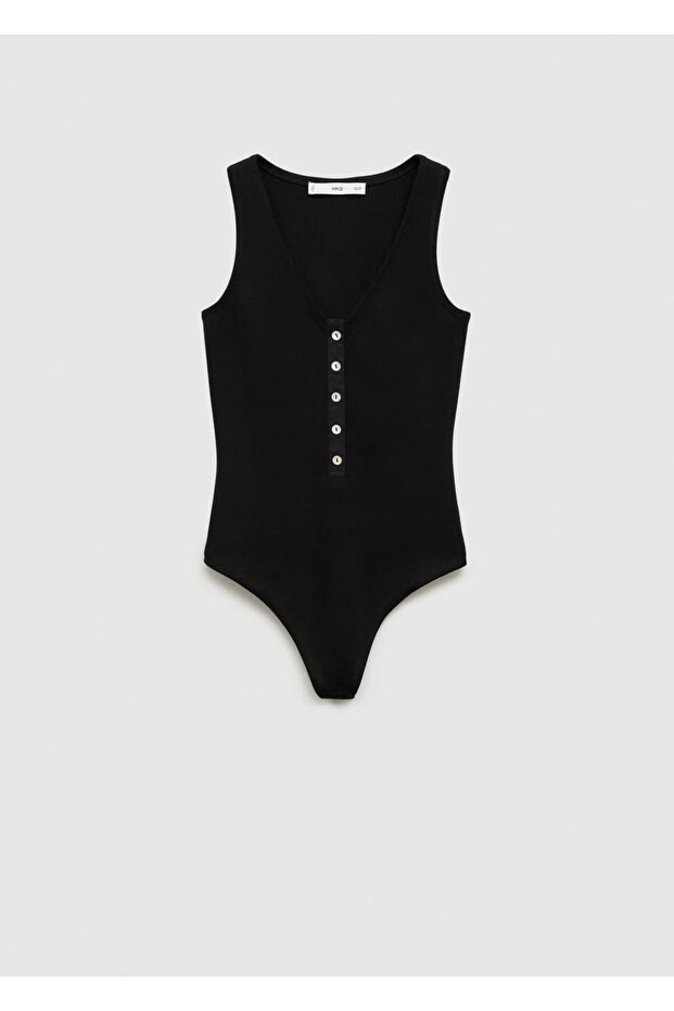 V yakalı düğmeli body - 3