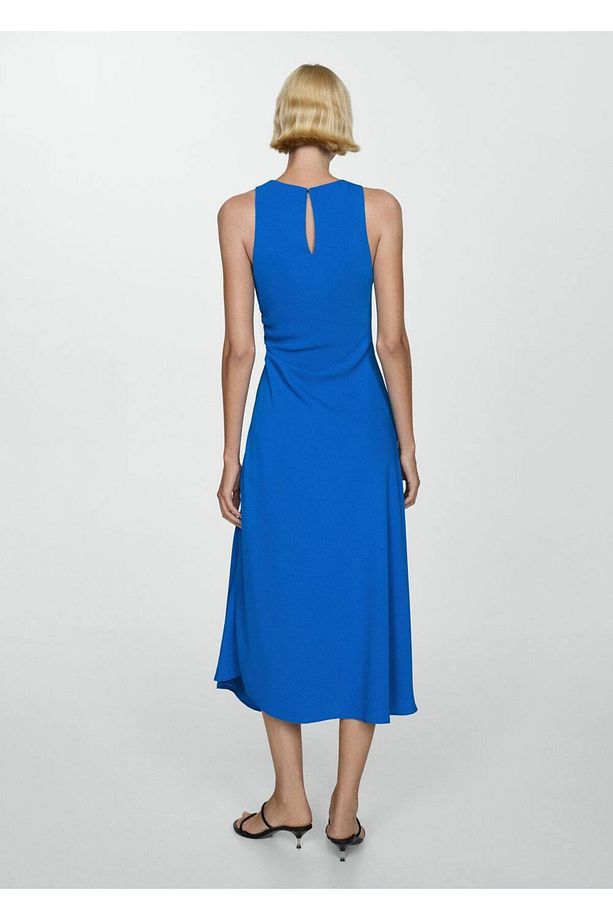 Drape detaylı midi elbise - 4