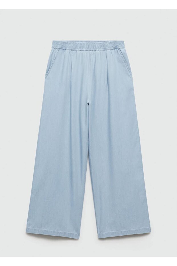 Dökümlü pamuklu pantolon - 3