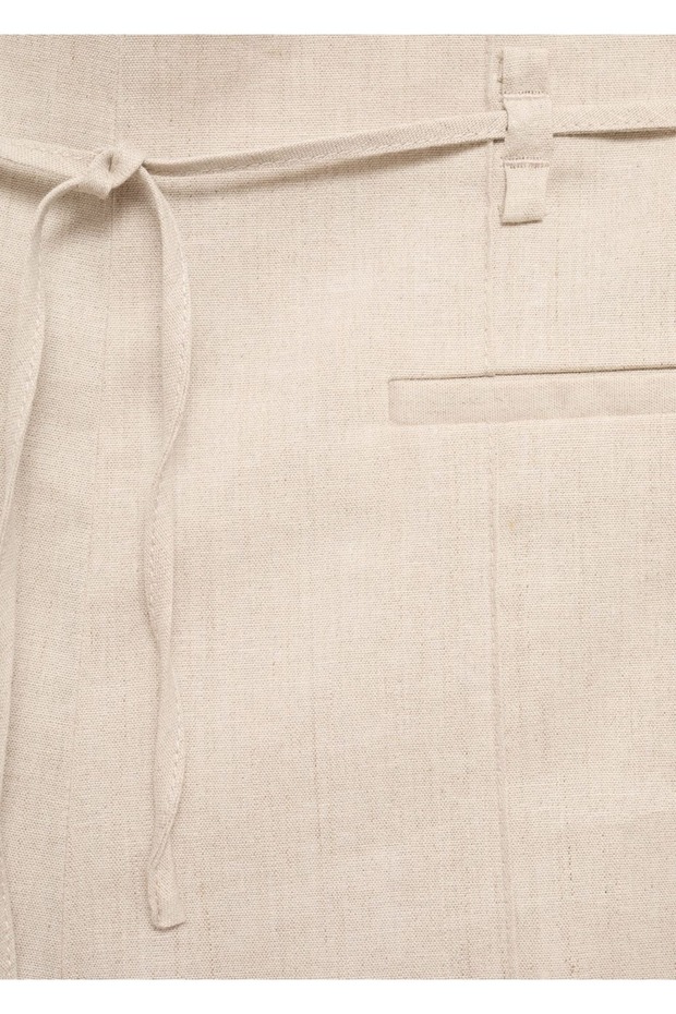 Keten Bağ Detaylı Şort - 7