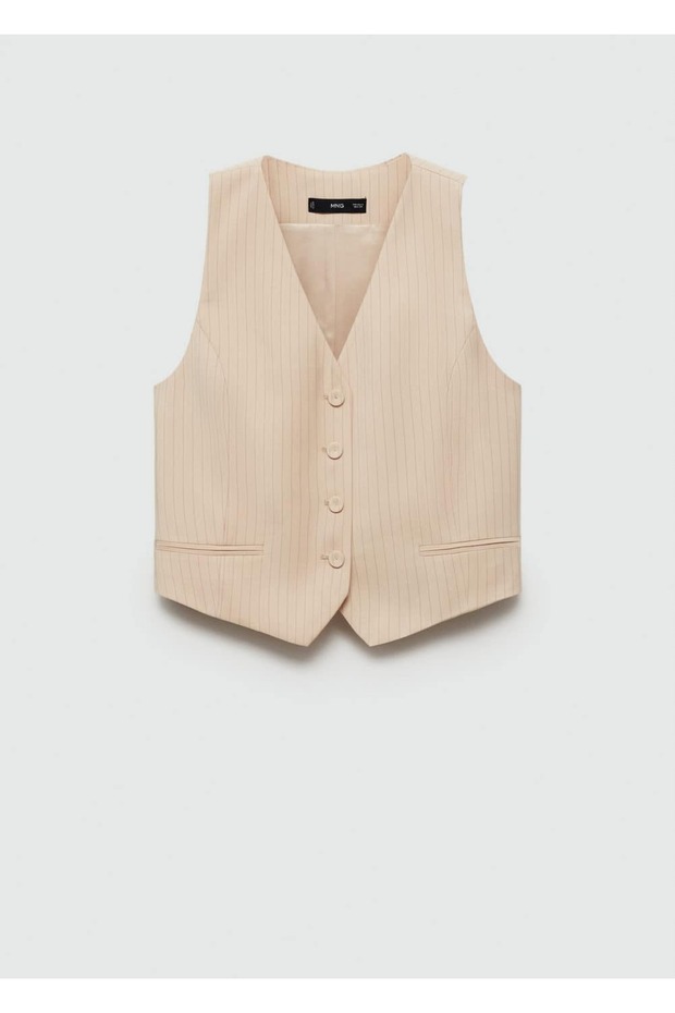 Çizgili kumaş yelek - 3
