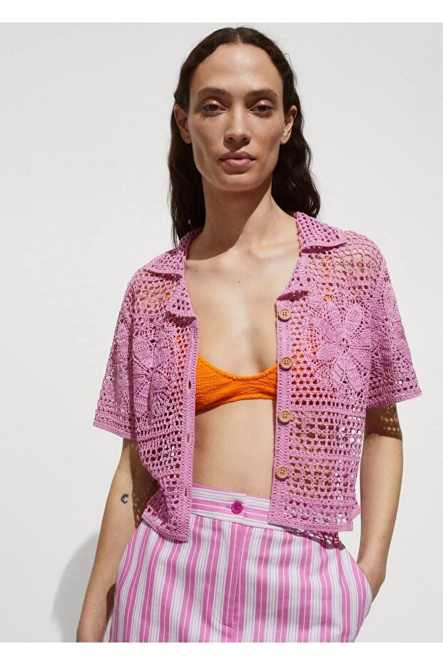 Kroşe çiçekli gömlek - 4