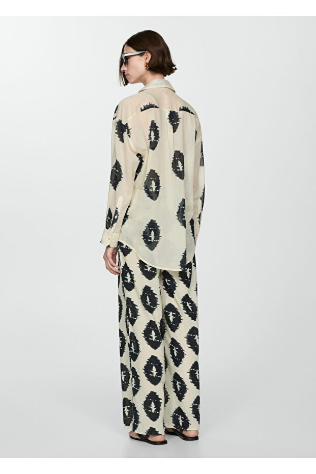 Desenli wideleg pantolon - 4