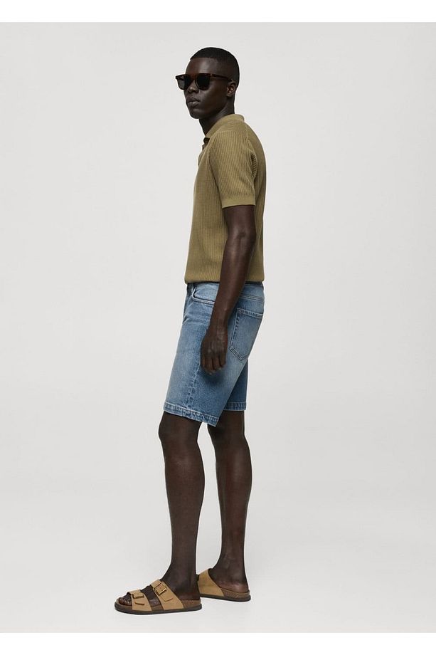 Regular fit denim bermuda şort - 7
