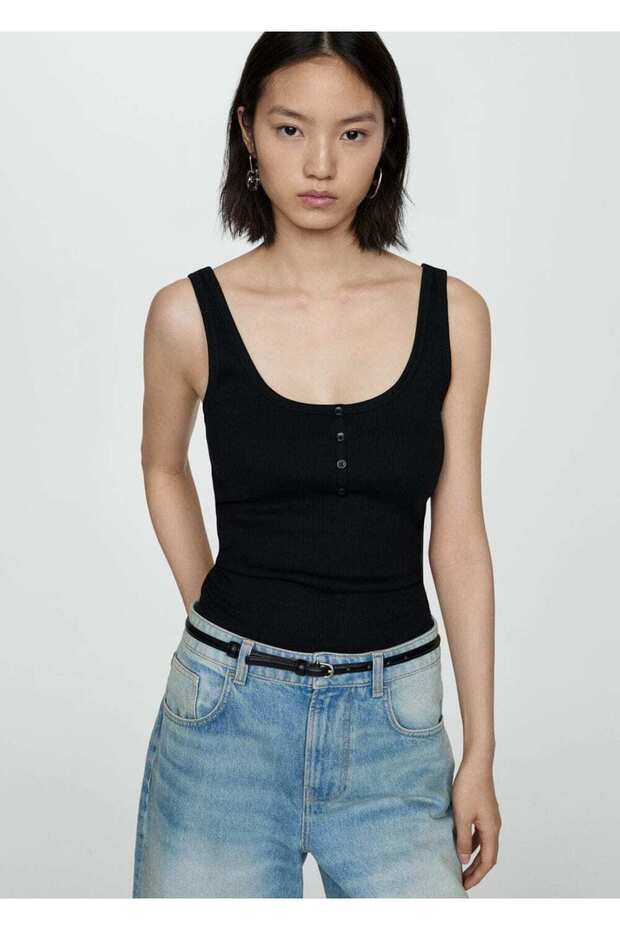 Askılı düğmeli bluz - 1