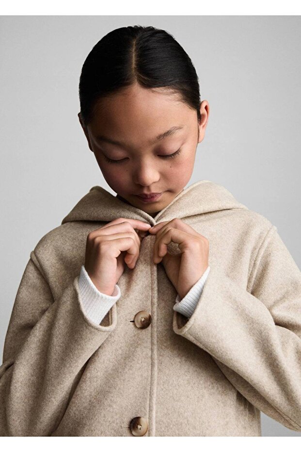 Kapüşonlu düğmeli palto - 5