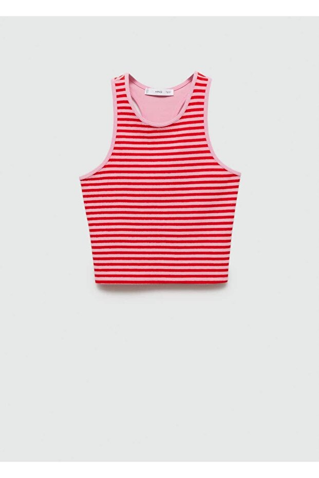 Çizgili triko bluz - 3