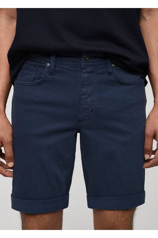 Slim fit kot bermuda şort - 5
