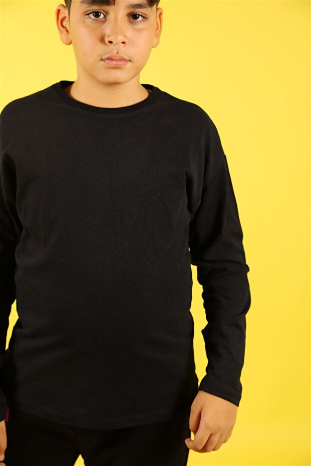سويت شيرت أسود أساسي للأولاد بعمر 04-14 سنة - 4