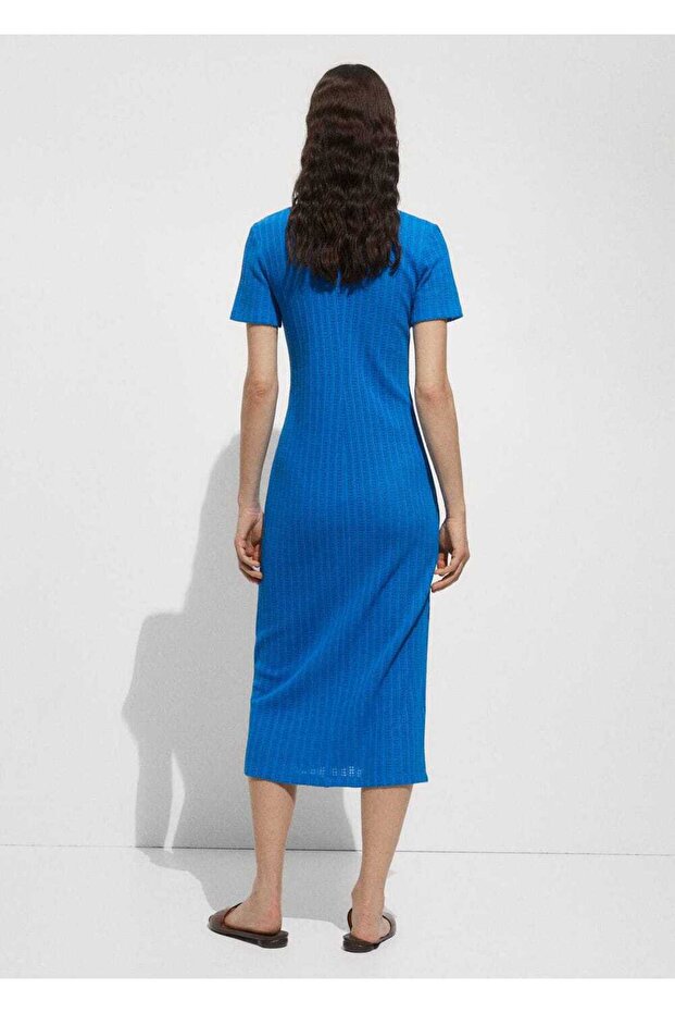 Düğmeli tığ işi elbise - 4