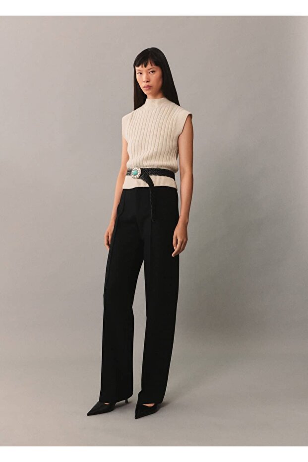 Perkins yakalı triko yelek - 2