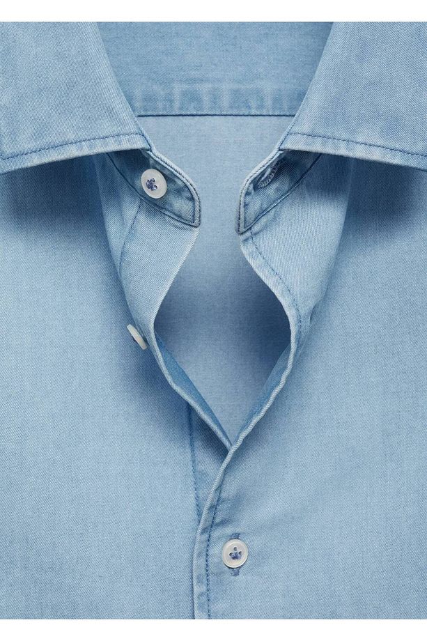 Regular Fit Chambray Pamuklu Gömlek - 8