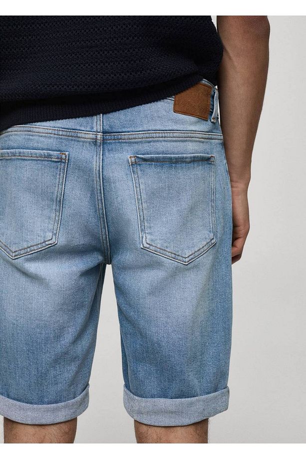 Slim fit kot bermuda şort - 8