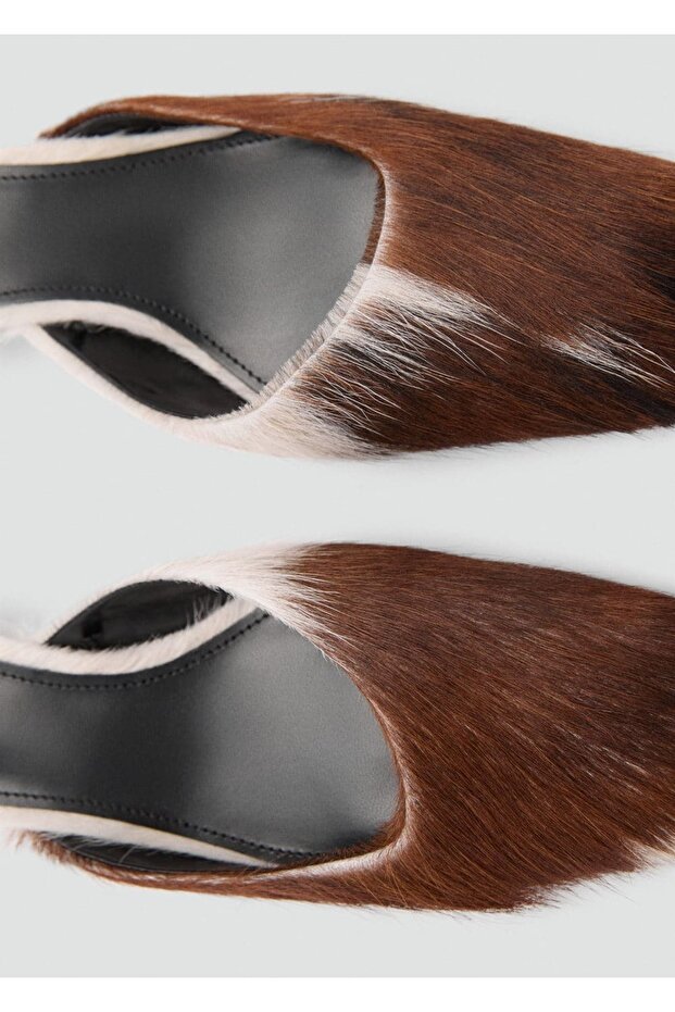 Arkası açık deri topuklu ayakkabı - 5