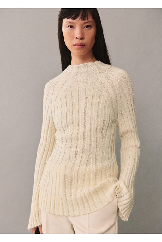 Triko fitilli delikli kazak - 1