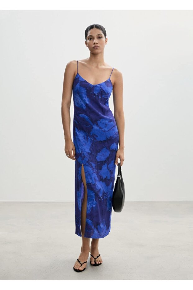 Askılı desenli elbise - 2