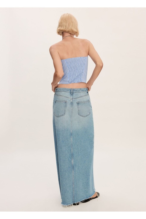 Dikişsiz denim etek - 4