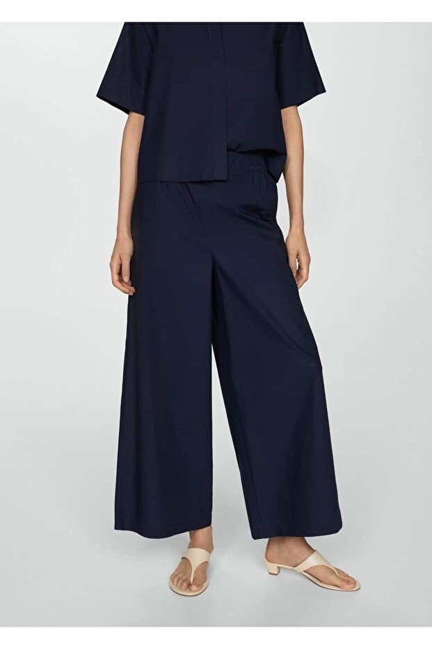 Cotton Wideleg Pants
