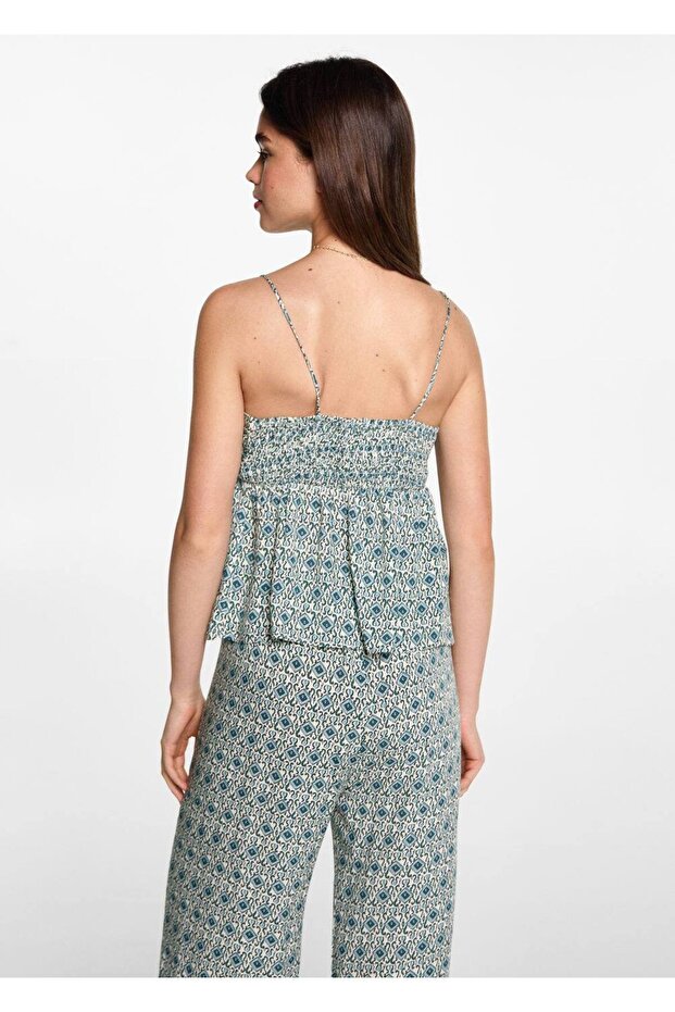 Patterned Draped Blouse - 4