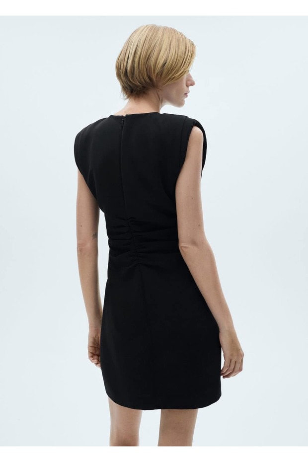 Drape detaylı kısa elbise - 4