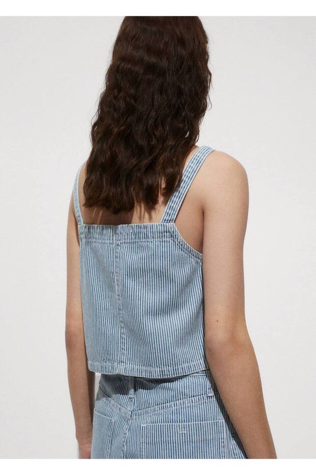 Denim cropped bluz - 3