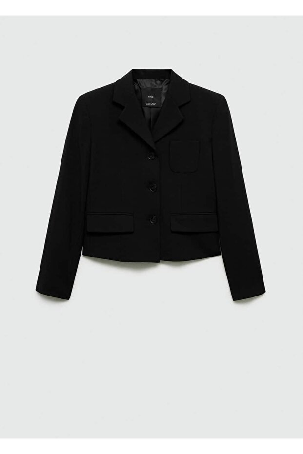 Düğmeli crop blazer ceket - 3