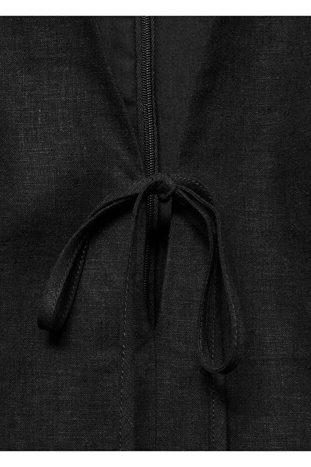 Kısa Keten Elbise - 8