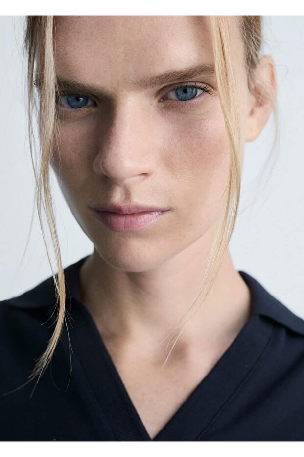 Pamuklu crop polo gömlek - 1