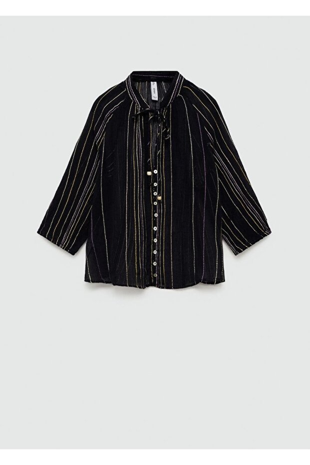 Fiyonklu çizgili bluz - 3