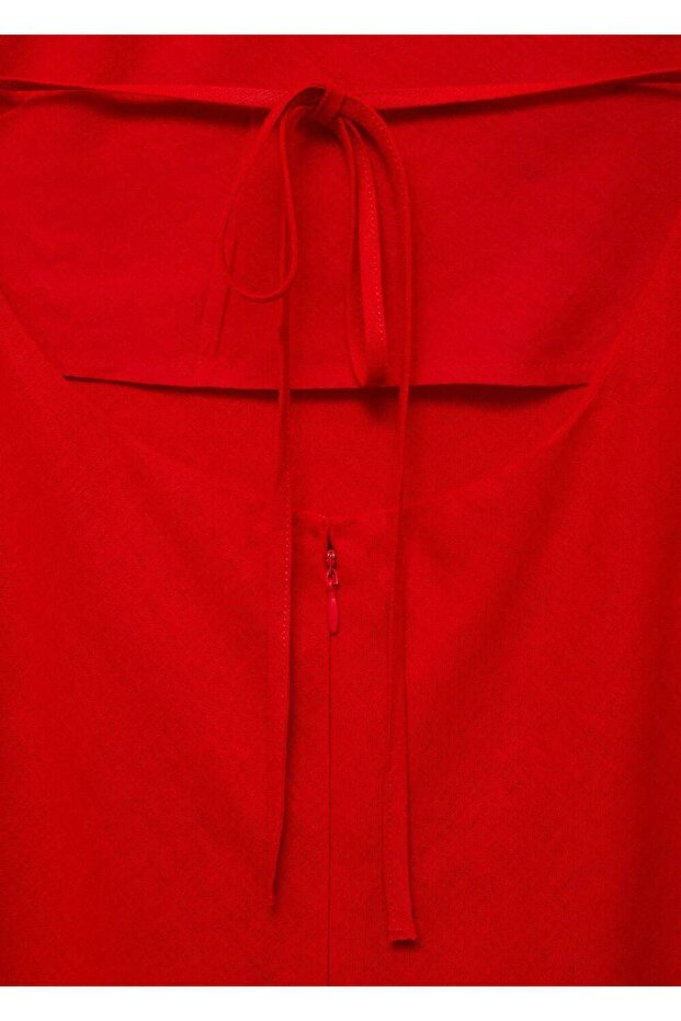 Halter Yaka Keten Elbise - 7