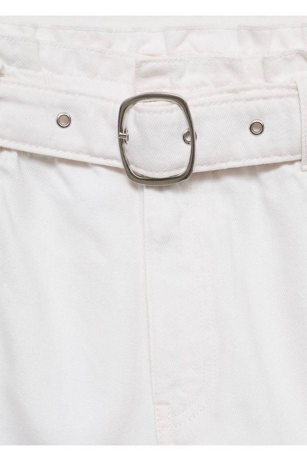 Kemerli denim şort - 6