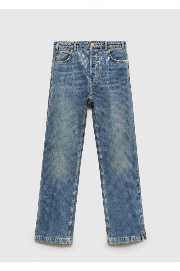 Yırtmaçlı Pullu Jean Pantolon - 3