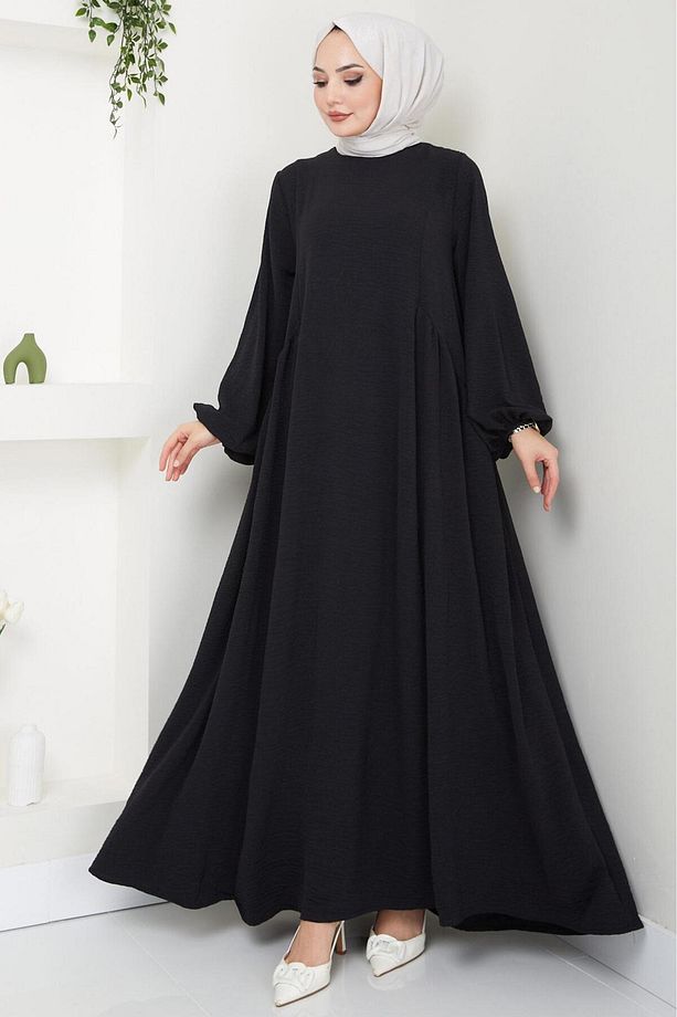 Eva Ayrobin Tesettür Elbise Siyah HM2454 - 1