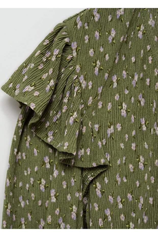 Volanlı desenli bluz - 7